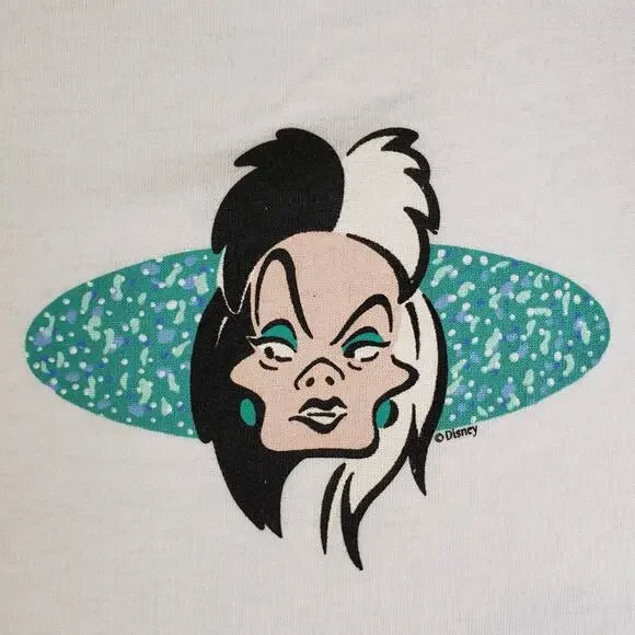 Vintage Disney 101 Dalmatians Cruella De Vil Villains Tee Shirt Size M/L Y2K - Picture 7 of 8